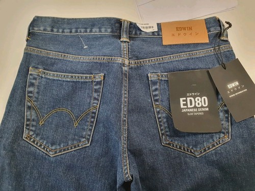 EDWIN ED80 SLIM TAPERED Japanese Denim JEANS - 29 x 34 Button Fly BNWT W29 L34 - Picture 16 of 17