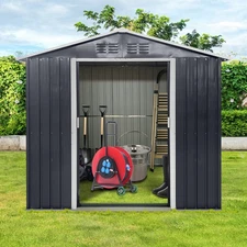 Metal Garden Sheds 7ftx4.3ft Outdoor Storage Sheds Coal Grey with Window