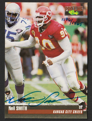 Classic Pro Line 1995 Neil Smith **Autograph /1465** Kansas City Chiefs