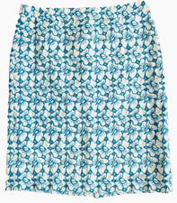Talbots Linen Eyelet Embroidered Skirt White Blue Floral Size 8 Lined Career