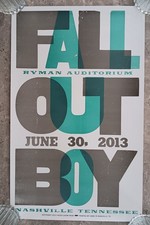 FALL OUT BOY  "RYMAN / NASHVILLE" 2013 - Hatch Concert Poster / Print