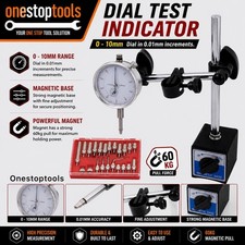 Dial Test Indicator Dti Gauge + Magnetic Base Stand Metric Precision Clock Gauge