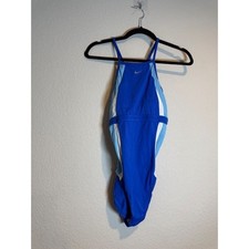 Nike hydrastrong Blue Color block racerback one-piece Swimsuit Size 12 RN37966