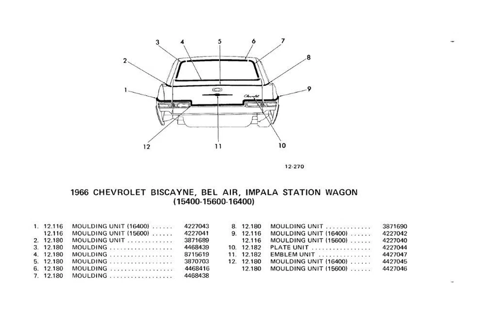 Chevy Impala 1966 camioneta puerta trasera inferior labio luz trasera lámpara moldura Foto 2 de 4