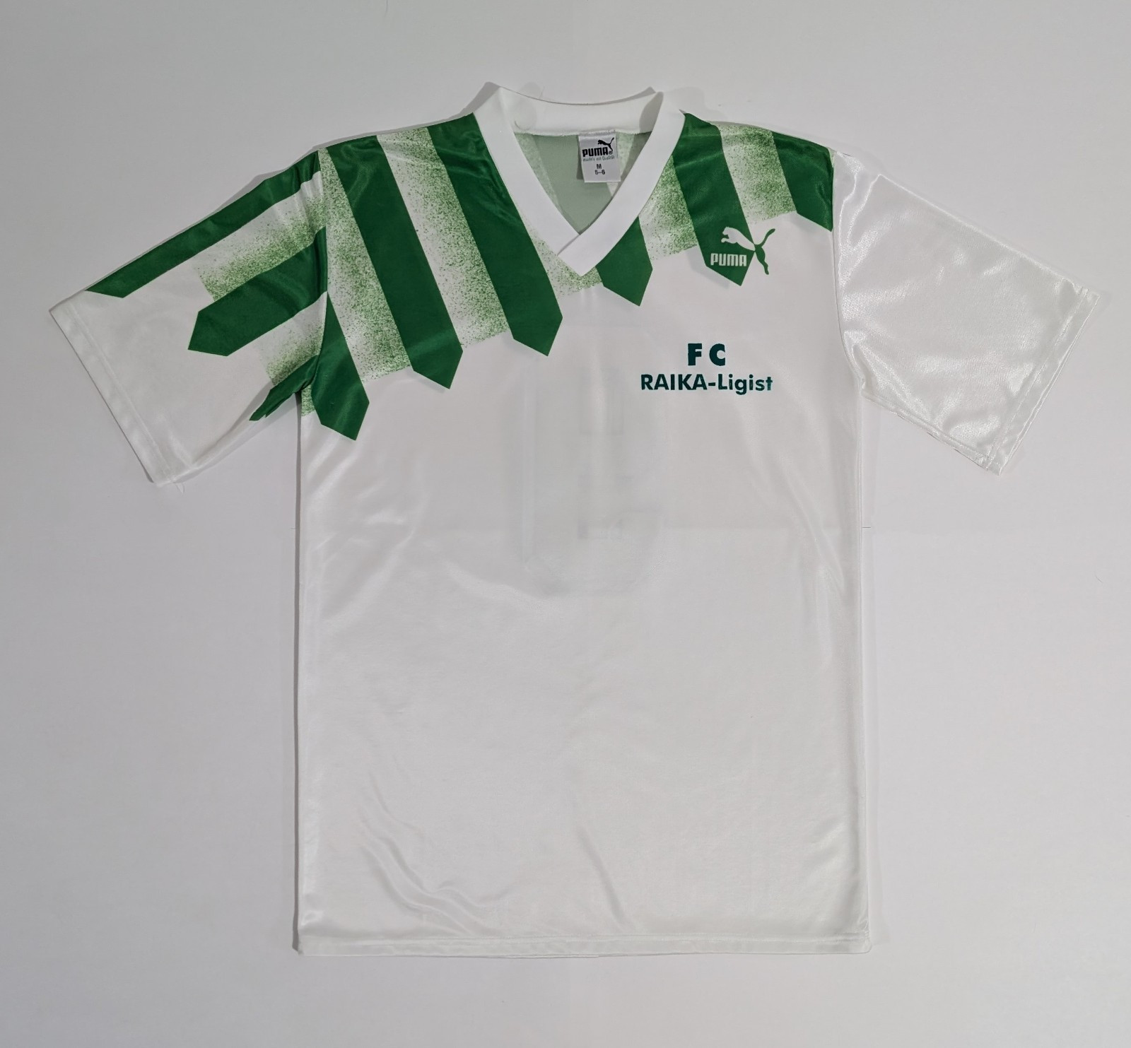 Puma Vintage 80s Soccer Jersey Raika-Ligist Green #9 Size M Made In West Germany