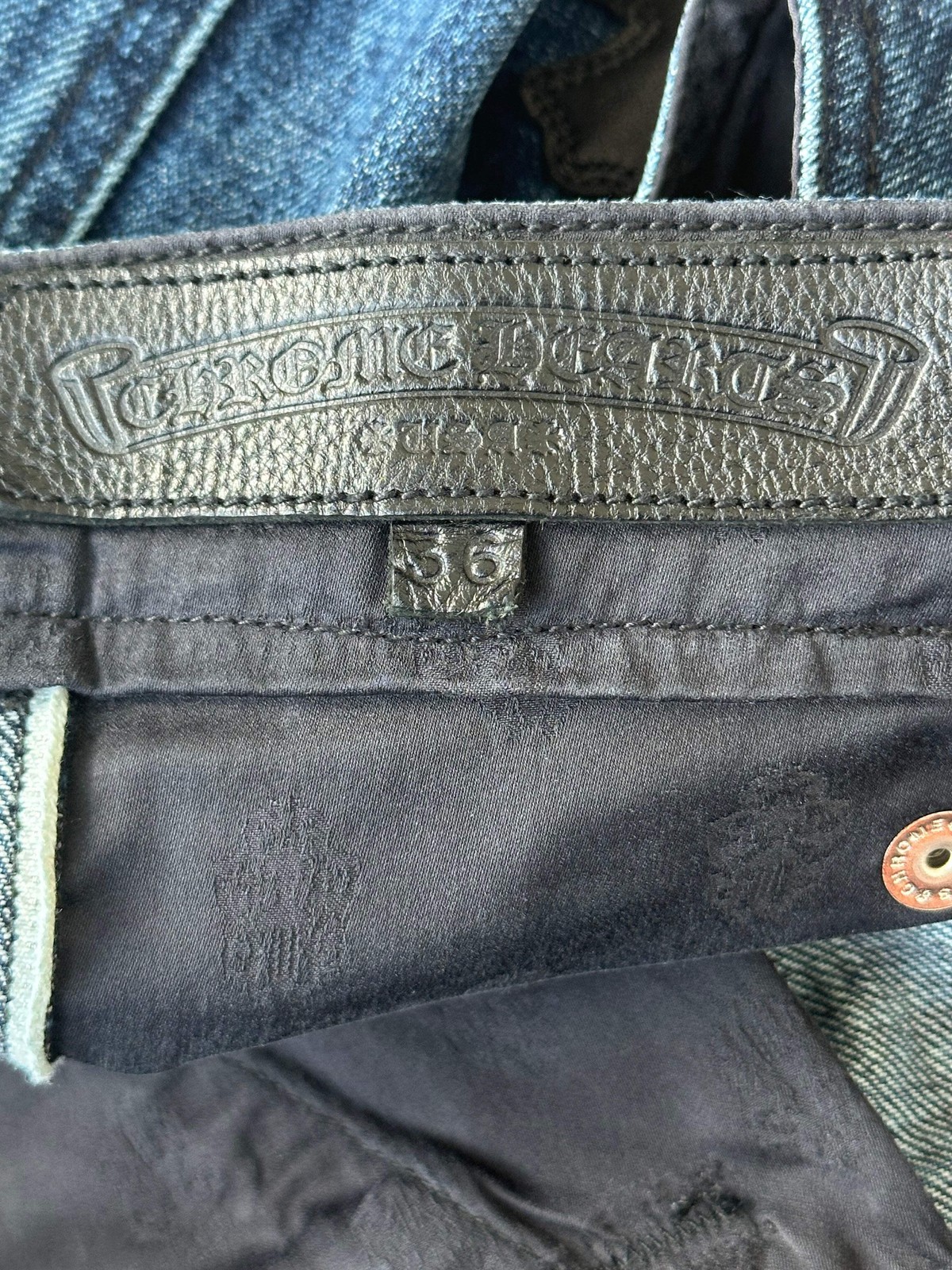 Chrome Hearts Blue, Zebra & Black Cross Patch Carpenter Jeans image 4