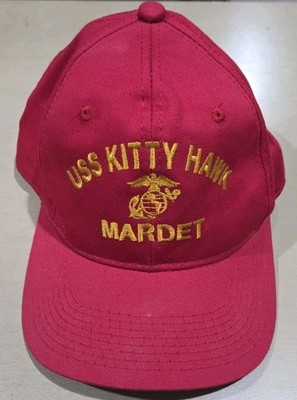 USMC USS Kitty Hawk MARDET Marine Detachment Baseball Cap Hat One Size Red Rare