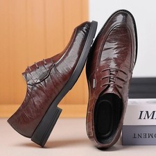 Men's Leather Pointed Toe Low Heels Lace Up Shoes Outdoor Work Business Oxfords