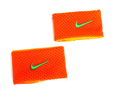 NIKE SWOOSH SET OF 2 WRISTBANDS STEALTH ORANGE  GREEN SWOOSH DRI-FIT UNISEX