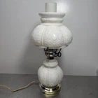 Vintage Milk Glass Hurricane Lamp with Glass Chimney -  GWTW Parlor Brass