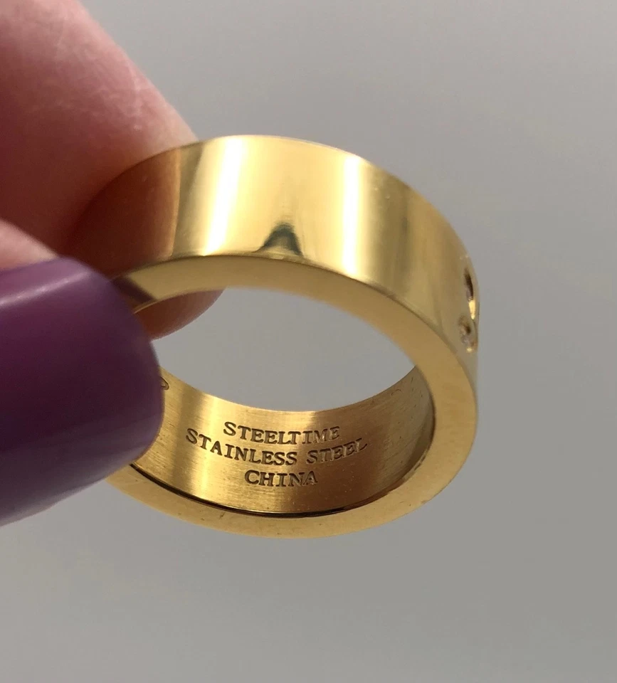 Anel Tree Of Hope aço por design banhado a ouro aço inoxidável 5/16" tamanho 8 - Imagem 3 de 4