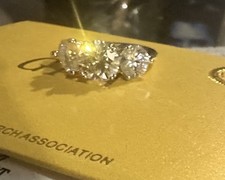 4.00 Ct. weight, 3 Stone, White Moissanite Ring. VVS, GRA.