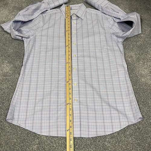 Charles Tyrwhitt Shirt French Cuff 16.5/36 Blue Plaid Check Slim Fit Non Iron - Picture 5 of 7
