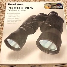 BROOKSTONE 7 x 50 magnification perfect view binoculars black with carry case