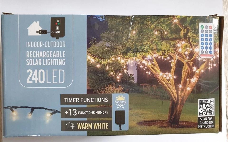 LED Solarlichterkette Solar outdoor 240 - 480 Lichter warmweiß USB aufladbar - Bild 3 von 4