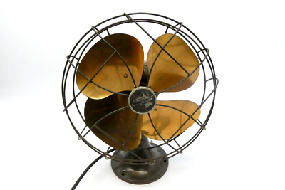Antique Emerson Electric 6250-K Brass Blade Oscillating Desk Fan
