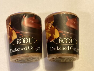 2 ROOT Votive Candle Retired DARKENED GINGER New Sealed 20 Hour Burn Time