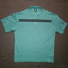 FootJoy Mens Size XXL Teal Black Stripe Golf Polo Shirt TPC San Antonio