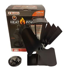  heat powered stove top fan & thermometer log/coal fire burner (eco friendly) 