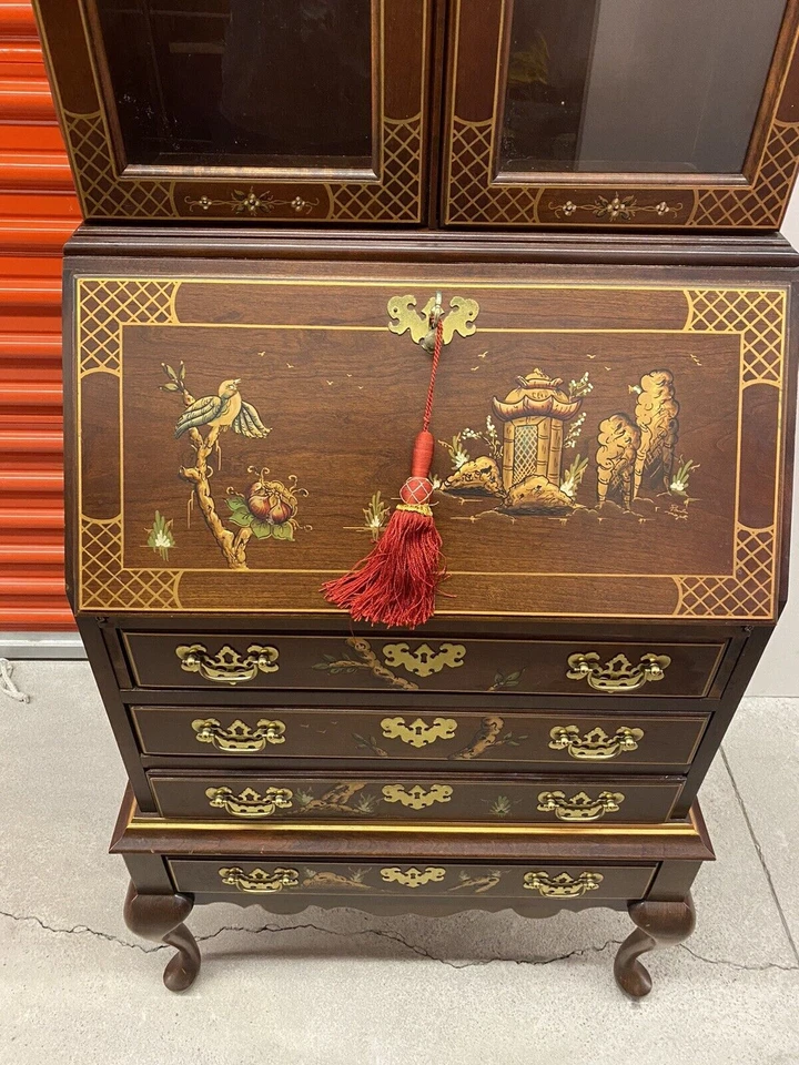 Gabinete de jaspe 214 antiguo escritorio de secretaria de madera frutal/oro con luz Foto 2 de 4