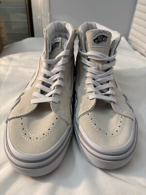 Vans Sk8 High Tops Flame Sneakers Mens 10.5 Lady s 12 White Skater Suede 507452