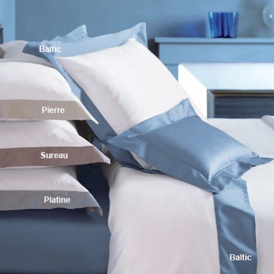 Lençol plano Yves Delorme branco queen borda acastanhada algodão acetinado sureau cocon NOVO - Imagem 4 de 4