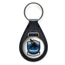 VF-143 Fighting 143 San Reproche Black Leather Keychain Silver Keyring Military