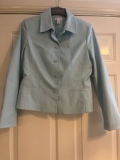 Charter Club Ladies Poweder Blue Cotton Summer Jacket, Size 10 Vgc