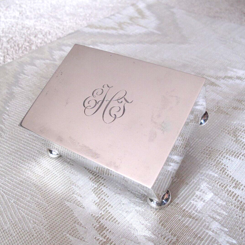 TIFFANY STERLING CIGARETTE /JEWELRY BOX, BUN FEET, 1960S