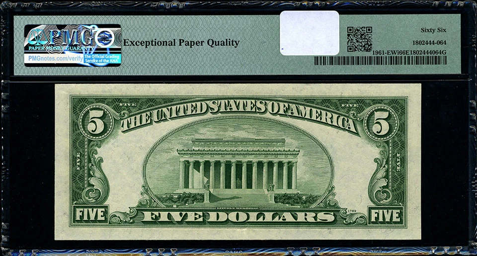 FR. 1961 EWi $5 1950 Federal Reserve Note Richmond E-A Block Wide I Gem PMG CU66 - Image 3 of 3