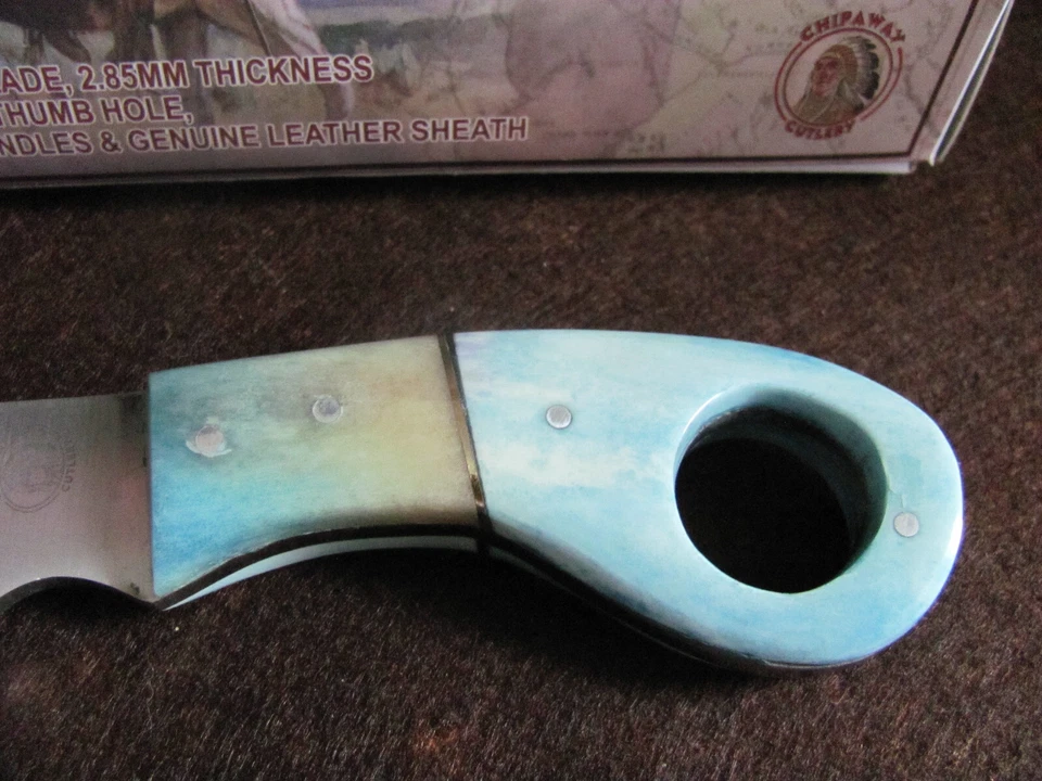 Faca Chipaway Classics CW-648BLSB Buck Tail Classic, cabo de osso azul 7" - Imagem 4 de 4