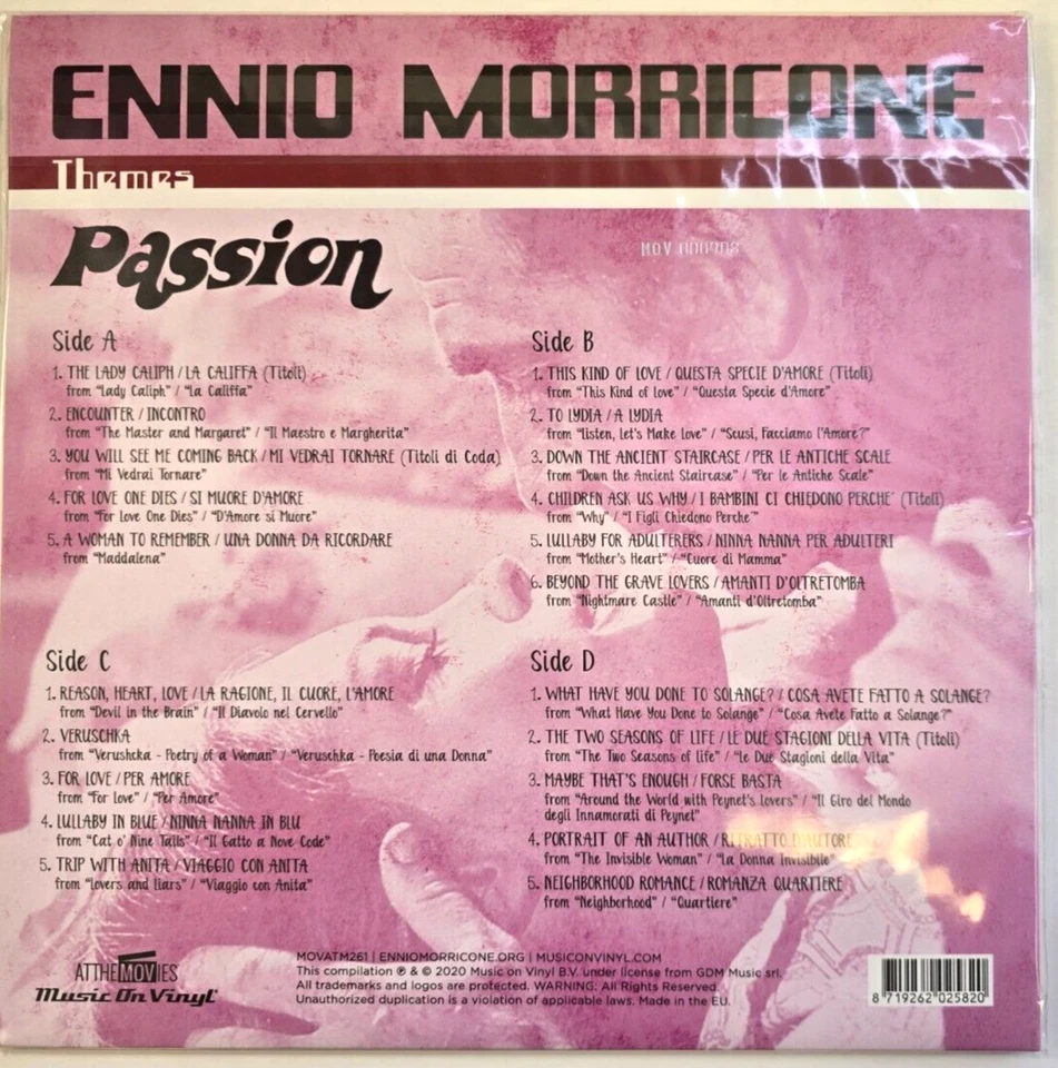 Ennio Morricone Passion LP Album vinyl record limited numbers 2 x Pink 180gram - Image 3 of 4