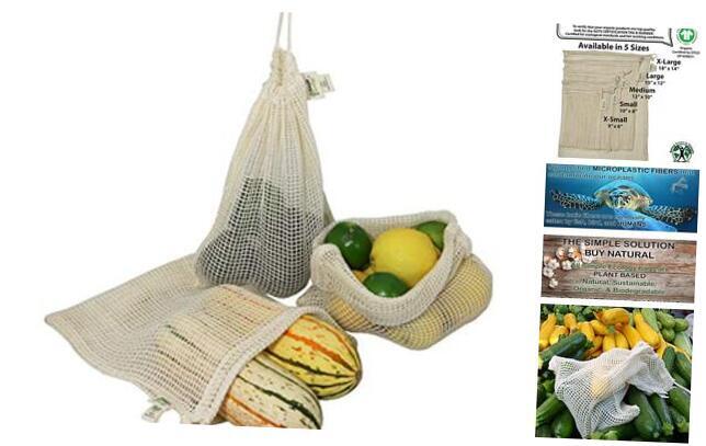 Reusable Eco-Friendly Medium Produce Storage Bags 3-Pack 10x12 Inches