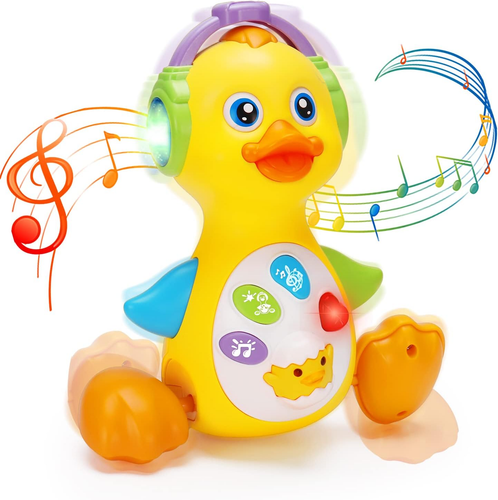 Baby Musical Duck Toy Dancing Crawling Tummy Time, Light up Infant Toys 0-3-6 6-