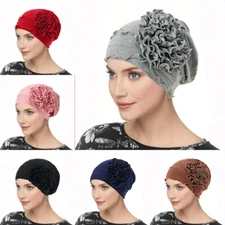 Muslim Hijab Flower Caps Head Wrap Women Turban Hair Loss Hats Beanie Cover Arab