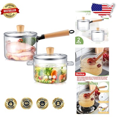 Versatile 2-Pc Glass Soup Pot Set - High-Temp Resistant for Kitchen Excellence