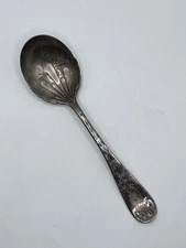 Bright Cut Bowl Sugar Spoon Towle Silverplate Engraved 1905 “B”