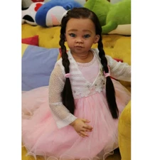 30inch Painted Reborn Baby Doll Kit Toddler Girl Rooted Hair Dark Skin Handmade