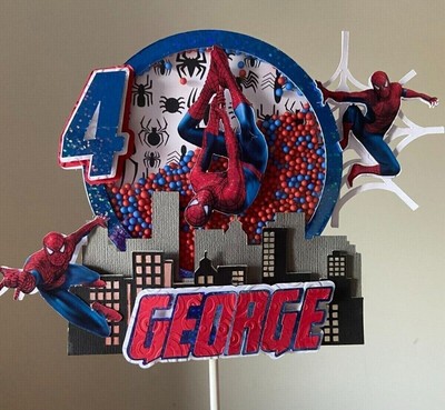 Cake Topper 3D Shaker für Spider Man Themenparty - Name/Alter