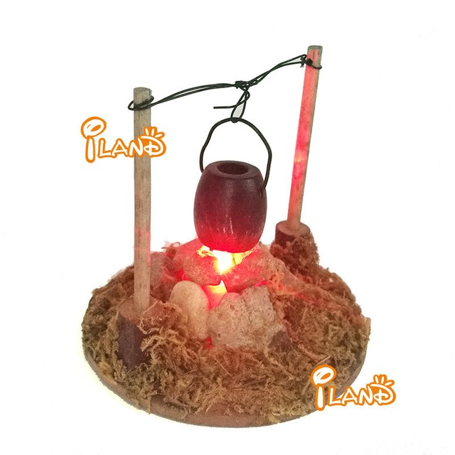 1:12 Miniature Dollhouse Fairy Garden Fire Pit With Cooking LED Can Emit Light 1:12 Miniature Dollhouse Fairy Garden Fire Pit With Cooking LED Can Emit Light