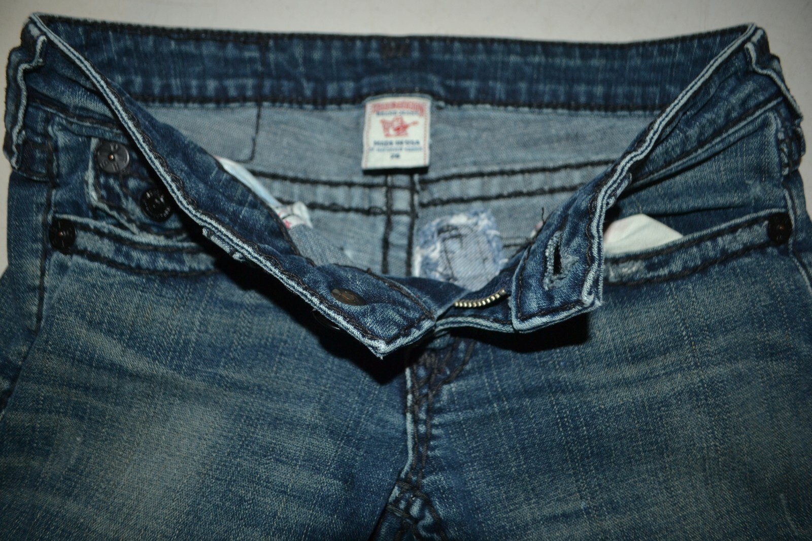 True Religion Women's Billy Super T Black Thick Stitch Blue Denim Jeans Sz 26x33 thumbnail 8