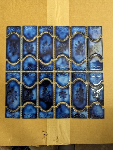 BUE22 - Botanical Sky Blue Swimming Pool Tile