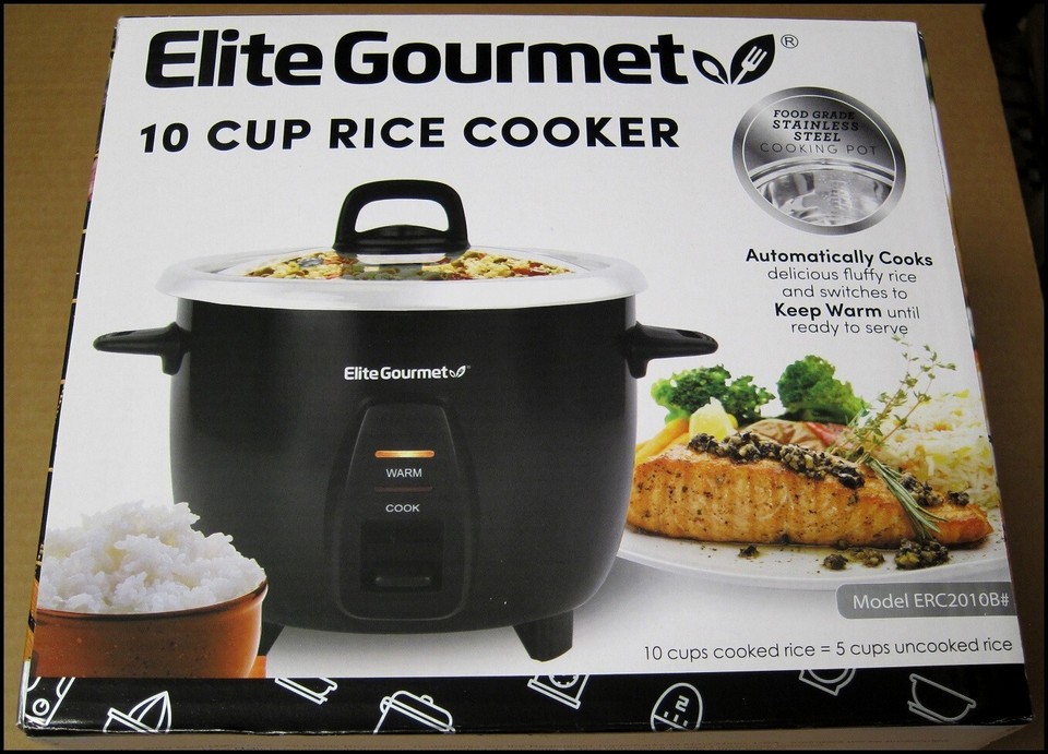 Elite Gourmet 10-Cup Rice Cooker with Stainless Steel Cooking Pot ...