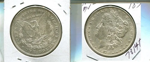 1878 S MORGAN SILVER DOLLAR AU BU 7814T
