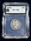 1916-D Barber Quarter 25C ICG VG8, 90% silver