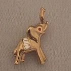 Vintage TRIFARI Elephant Trunk Up Brooch Gold Tone Rhinestone Costume Jewelry