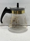 Vintage Pyrex USA Small Coffee Tea Carafe With Lid Gold Wheat Starburst MCM