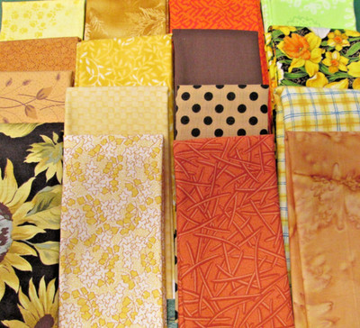 Quilting Fabric Fat Eighths Lot, Some Vintage - Lot Of 16 - GOLD / YELLOW    645