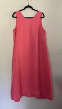 J Jill Dress Womens Large Pink Sleeveless Linen Blend A Line Tank Maxi Summer