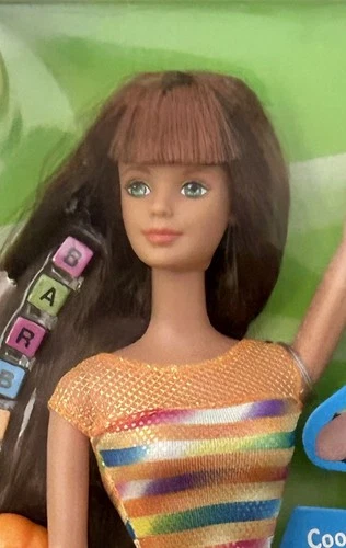 Impressive 1997 Vintage Barbie, Bead Blast 18890, Orange Dress, NEW, NRFB